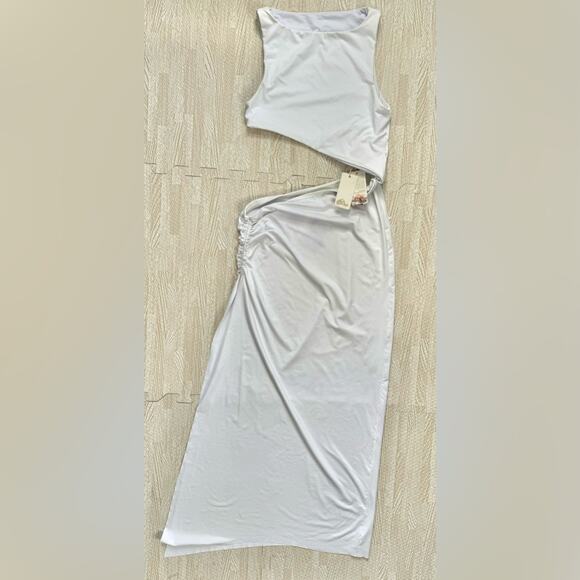 Agua Bendita Maxi Dress Sexy Stretchy Bridal Honeymoon Engagement Asymmetrical L - Picture 4 of 16